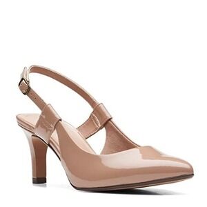 Clarks Collection Illeana Sky Praline Patent sz 10‎ Tan Slingback Heels Pumps